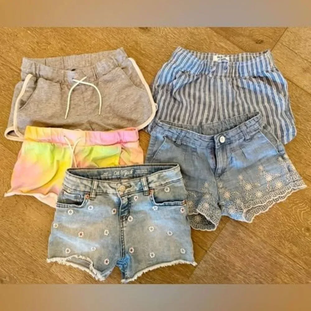 Lot of 5 Girls Shorts Old Navy Gap Cat & Jack Floral Denim & Cotton Size 7-8